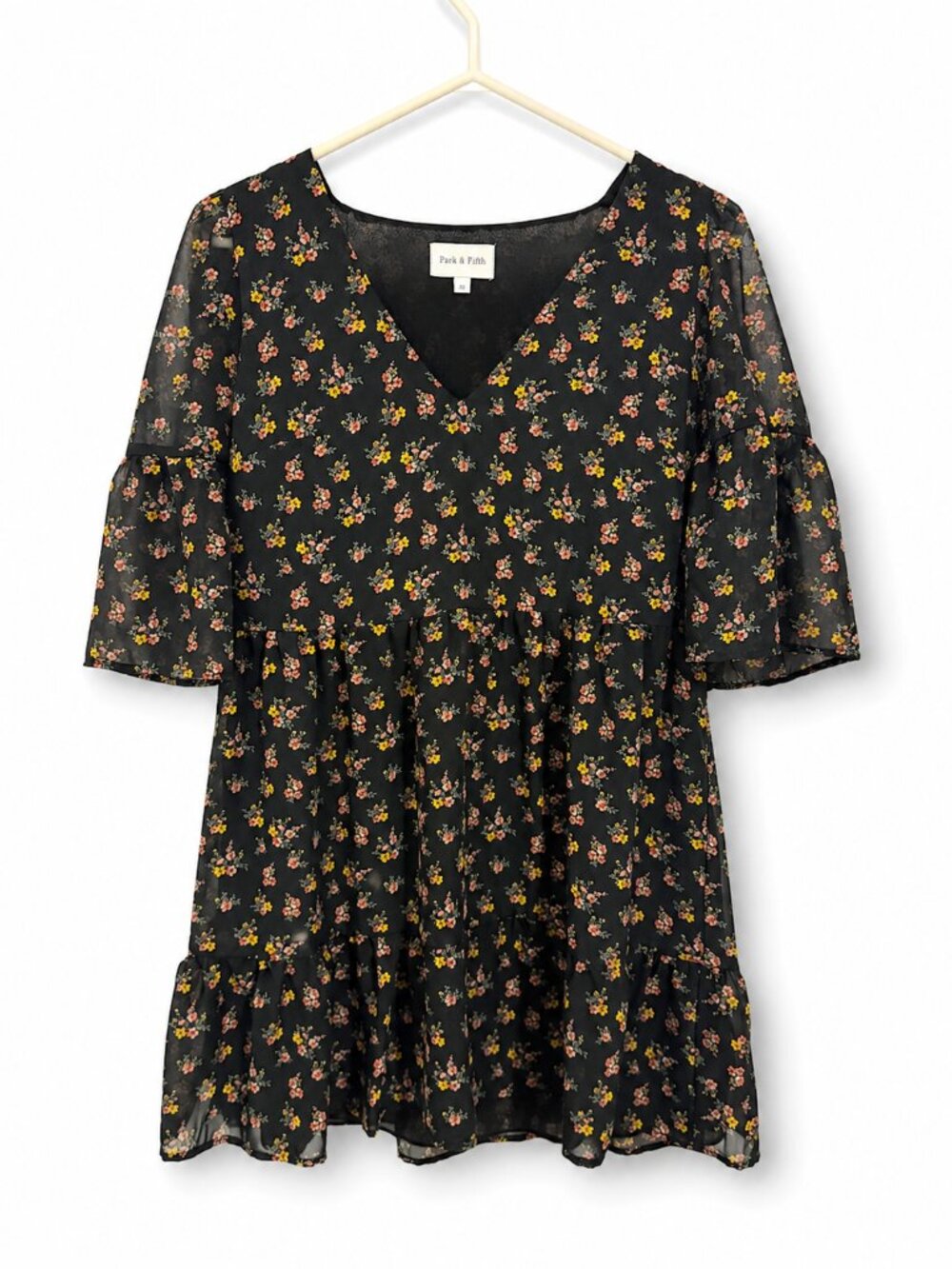 Park & Fifth Black Floral Mini Dress – Size XS